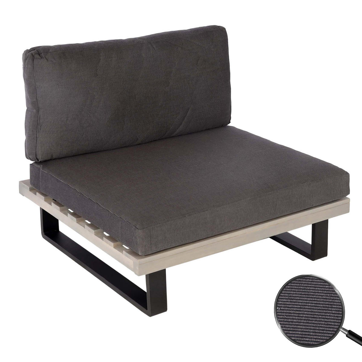 LOUNGE-SESSEL Schwarz, Grau, Grau - Schwarz/Grau, Holz (82/75/82cm) - MCW