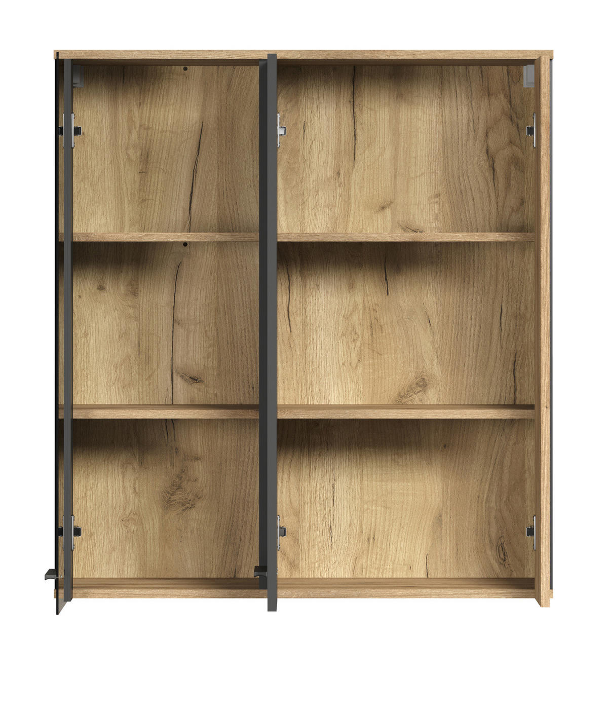HÄNGEVITRINE grau, Evoke Eiche, Vitrine hängend 90 x 99 cm - Eichefarben/Schwarz, Glas/Holzwerkstoff (90/99/34cm) - Top.Furn