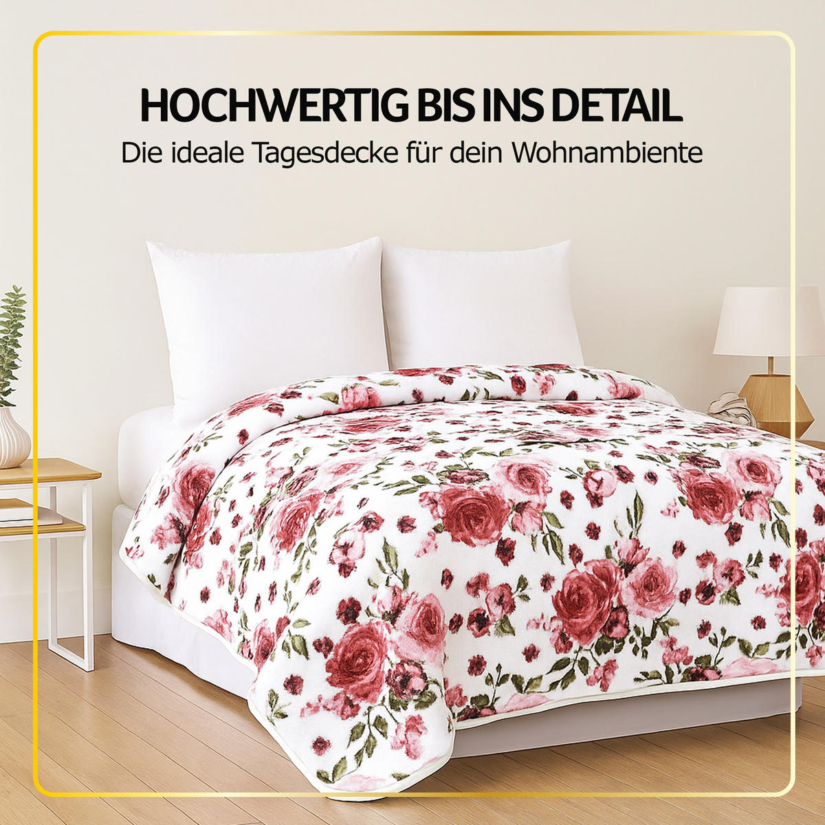 KUSCHELDECKE XXL 240x200 cm Rosen-Motiv Weiß - Weiß, Textil (200/240cm) - Bestlivings
