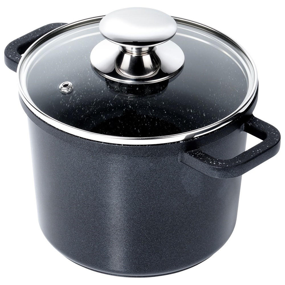 GRANITTOPF Grande hoch mit Glasdeckel schwarz - Schwarz, Metall (2cm) - Orion 