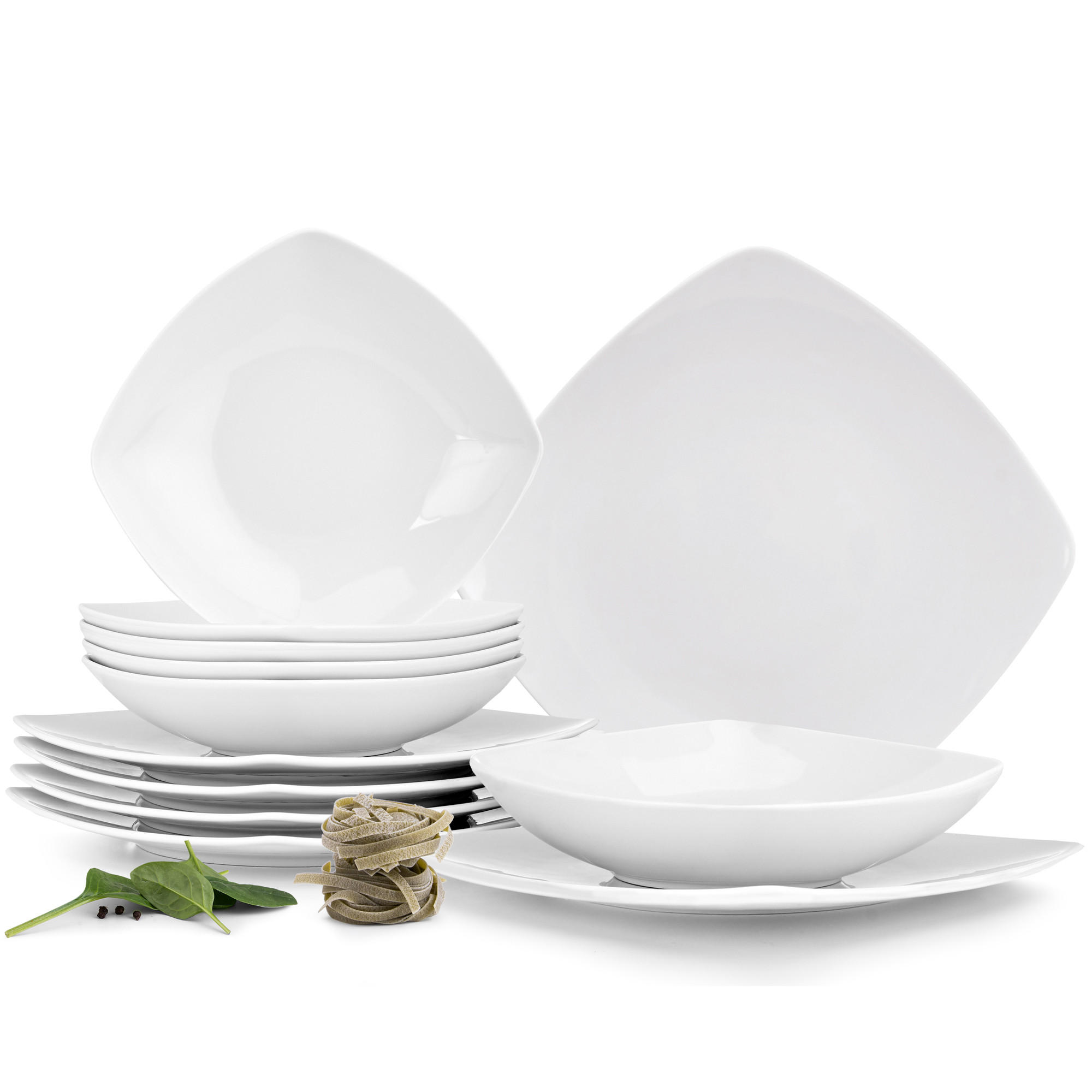 TAFELSERVICE CARLINA 6-Personen 12-tlg - Weiß, Keramik (25.5/2/25.5cm) - KONSIMO®