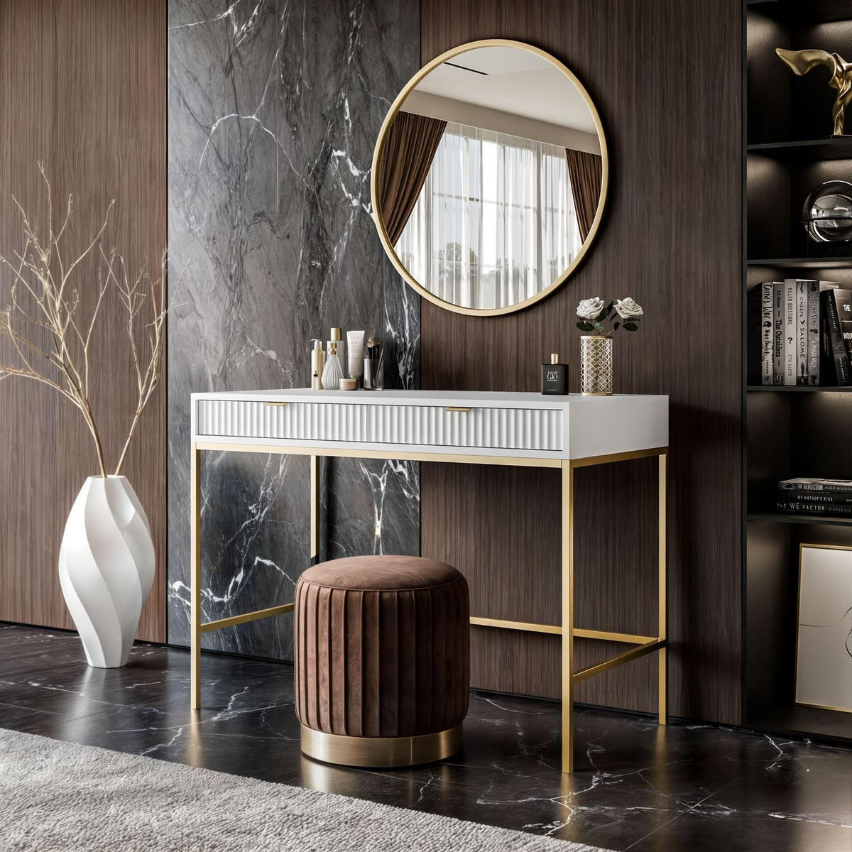 KONSOLENTISCH CORTADO GOLD T104 WEISS - Weiß, Holzwerkstoff (50/104/78cm) - Lookway