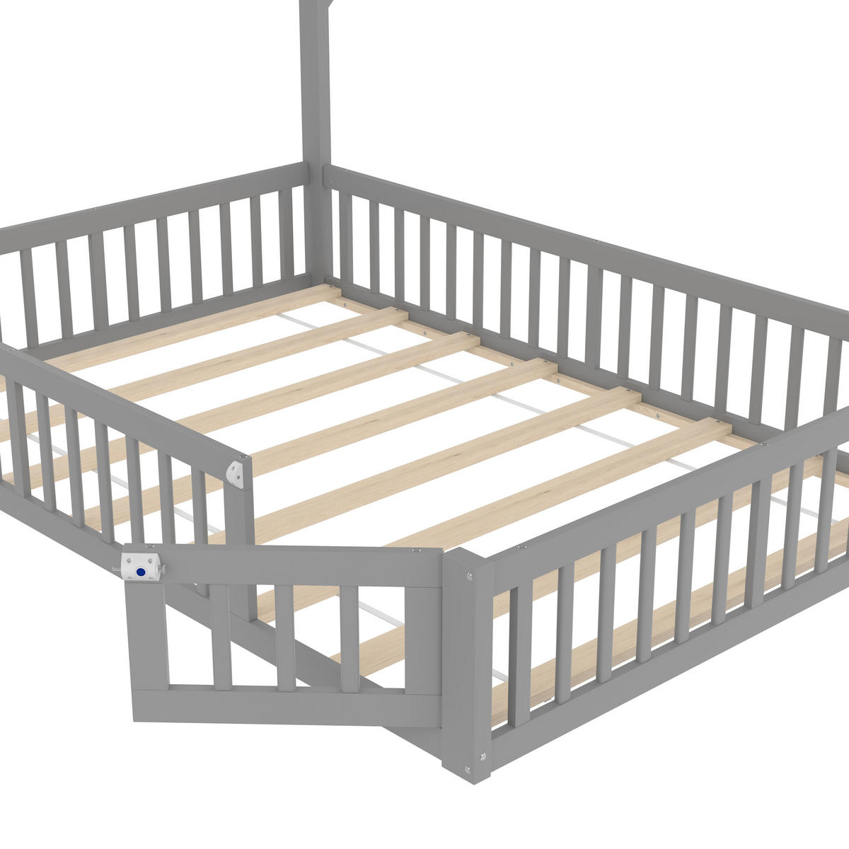 HAUSBETT 140x190cm Grau Kiefer Minimalistisch - Grau, Holz (140/190cm) - FLIEKS