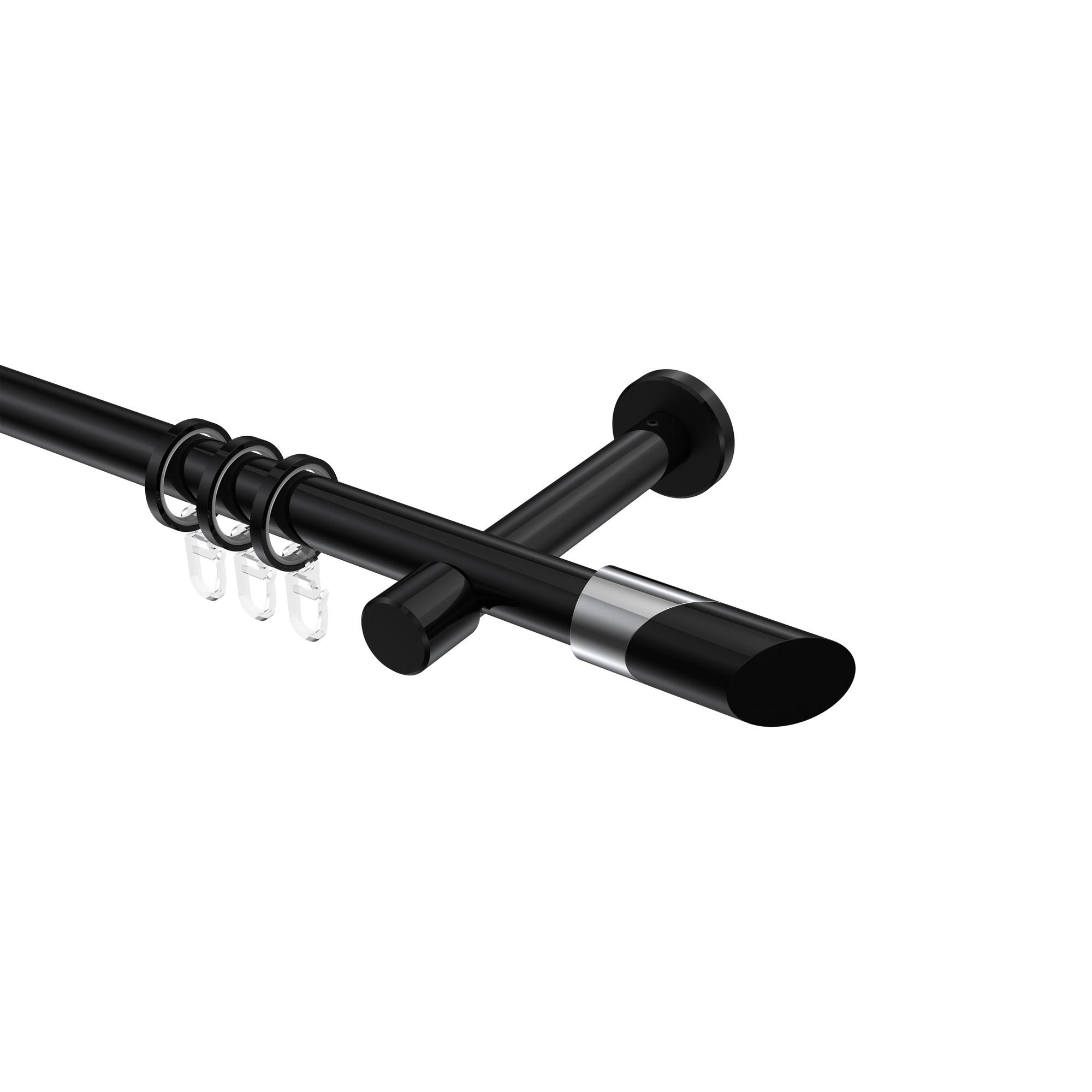 Interdeco Gardinenstange Schwarz, Chrom 240 cm