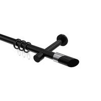 GARDINENSTANGEN-SET Prestige Verano 200 cm, 1-läufig, 20 mm Ø Schwarz - Chromfarben/Schwarz, Metall (200cm) - INTERDECO