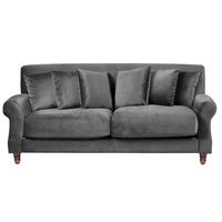 3-SITZER-SOFA Samtstoff Grau Eike - Grau, Textil (186/82/102cm) - Beliani