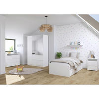 JUGENDZIMMER Joel in Weiß 5 teilig mit 90er Bett - Weiß, Holzwerkstoff (120/200/80cm)
