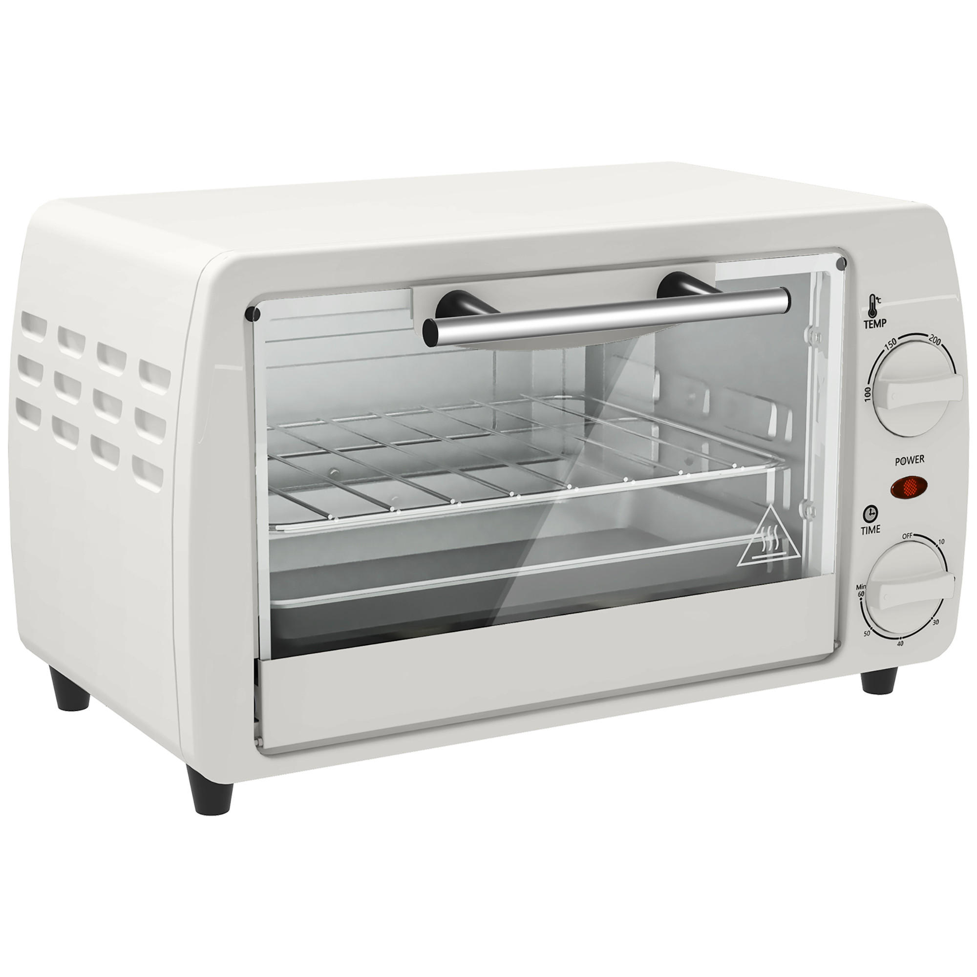 MINIBACKOFEN Metall Hartglas Cremeweiß - Creme, Metall (36.5/26/22cm) - HOMCOM