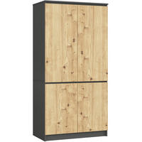 KLEIDERSCHRANK Grau, Eiche Artisan 90x51x180 cm - Eiche Artisan/Grau, Holzwerkstoff (90/180/51cm) - Akord