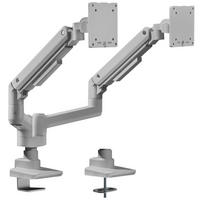 MONITORARM Doppel-Monitorarm in weißaluminium mit Gasfeder für 2 Monitore 17–35 Zoll bis je 20kg / Weißaluminium - Silberfarben, Metall (25/50/13cm) - ASSMANN