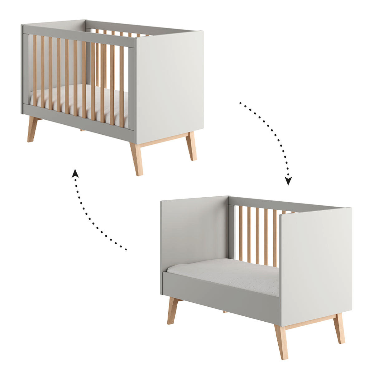 IZBA PRE BÁBÄTKO 2-dielny Swing Sivá a drevo - sivá, kompozitné drevo (124/89/66cm) - Petits-meubles