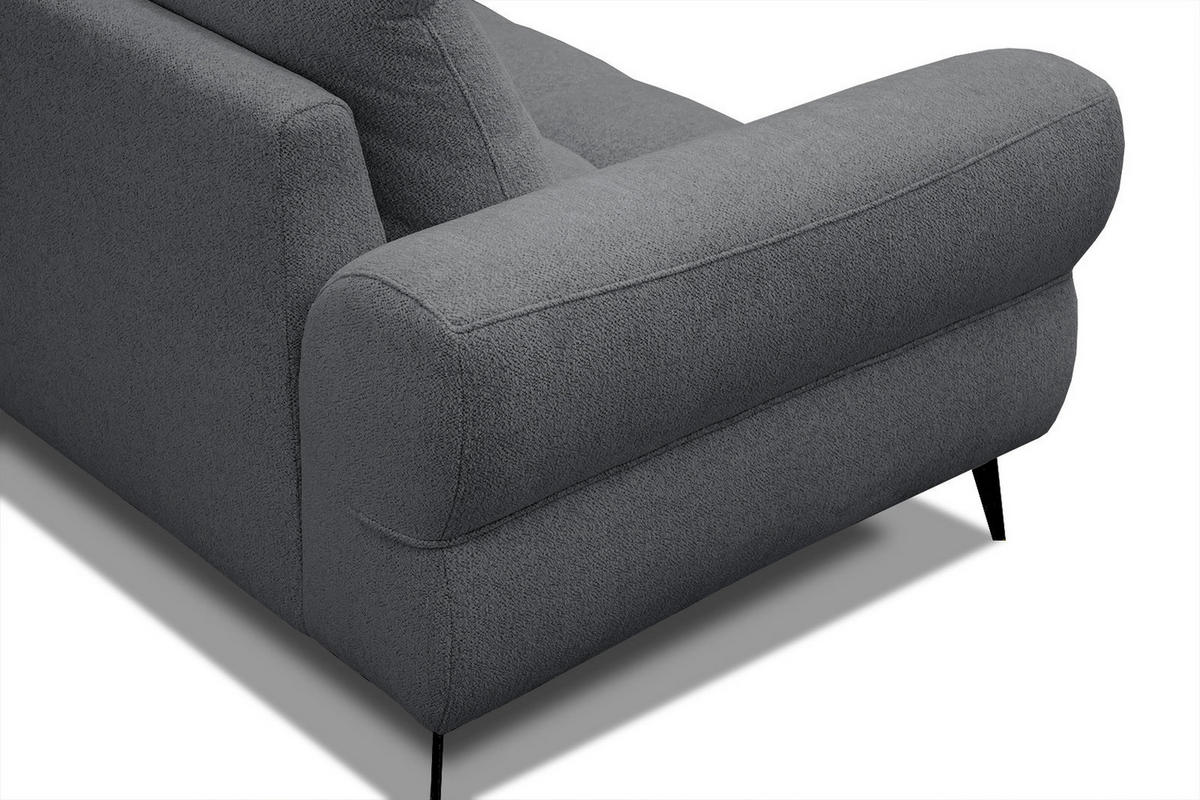 ECKSOFA SALVINI 4-Sitzer, graphitfarben - Schwarz/Graphitfarben, Holzwerkstoff/Textil (292/158cm) - Courtois Laville