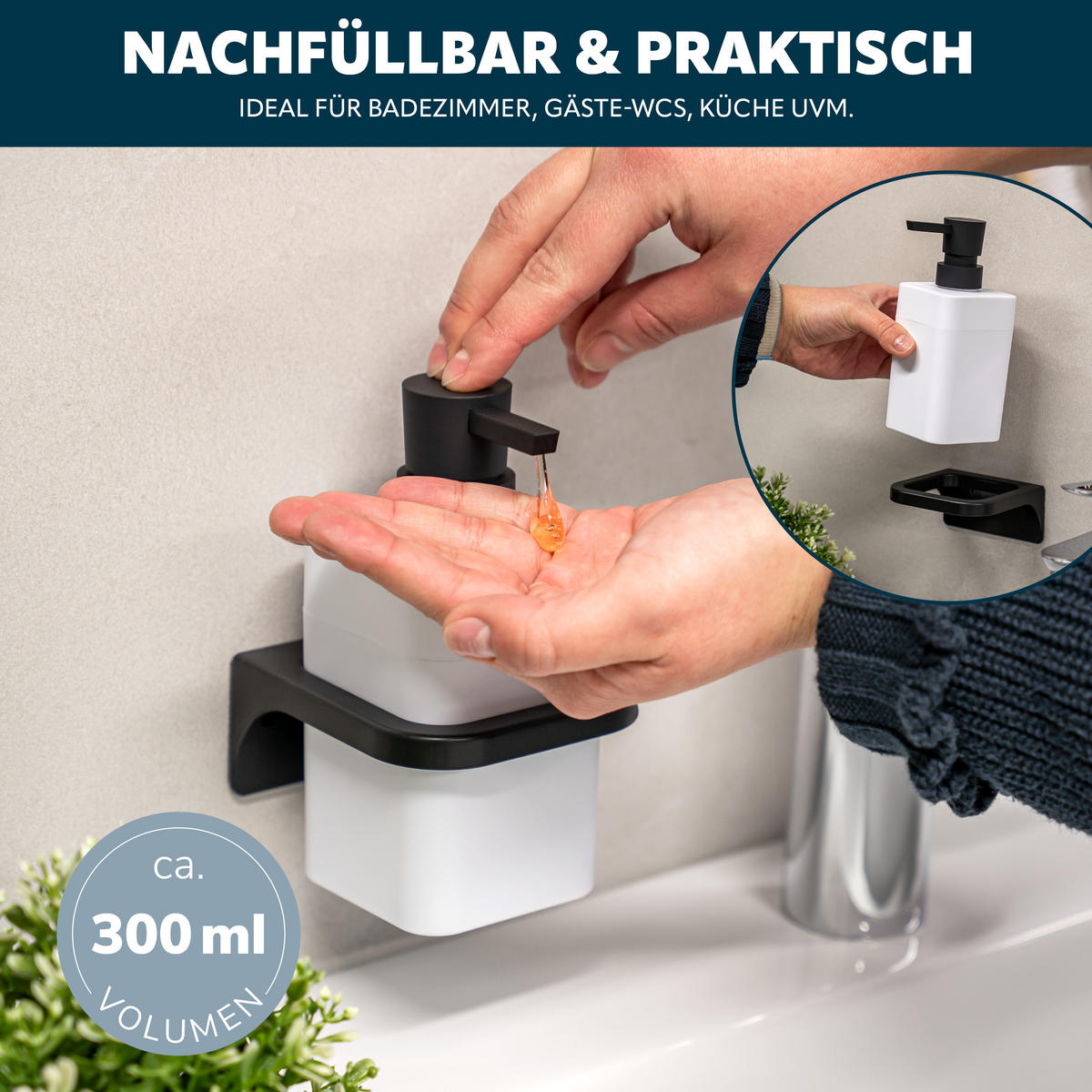 SEIFENSPENDER SAVONA Softtouch, weiß, eckig - Weiß, Kunststoff (9/15.5/10cm) - bremermann