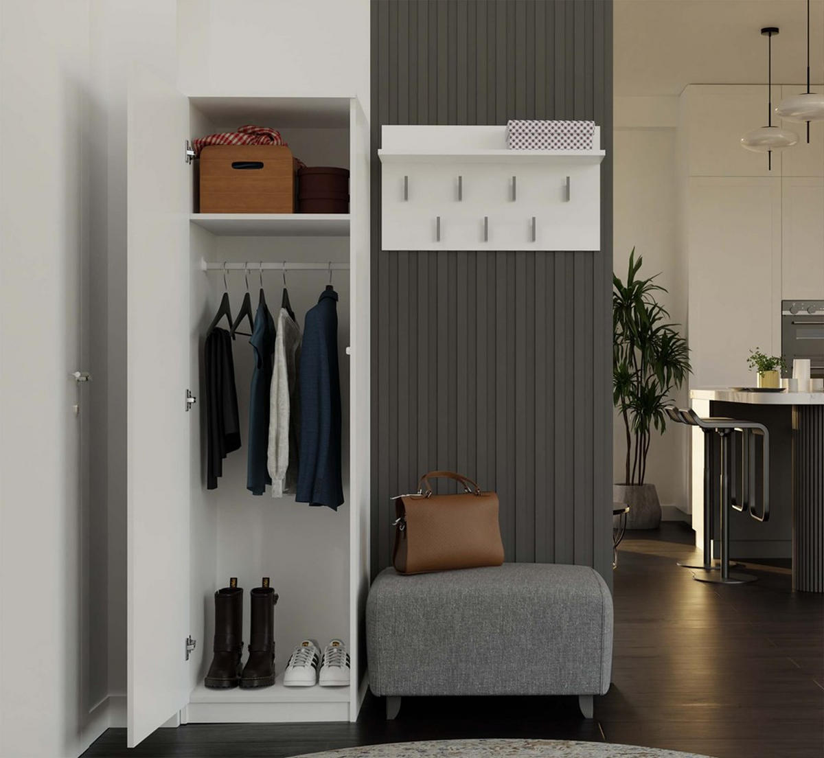 ŠATNÍK Biela 50/180/50 - biela, kompozitné drevo (50/180/50cm) - RAUMHIRSCH FURNITURE