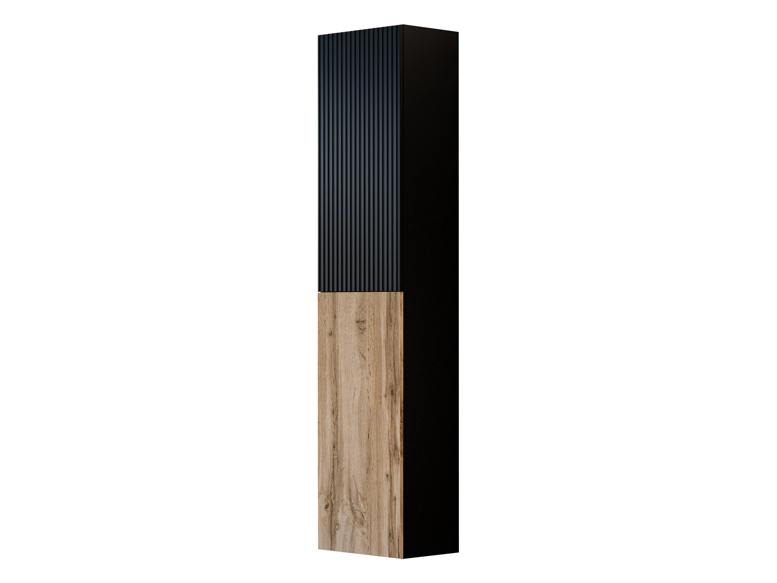 Mirjan24 Hängevitrine Schwarz, Eiche Wotan 40x180x30 cm