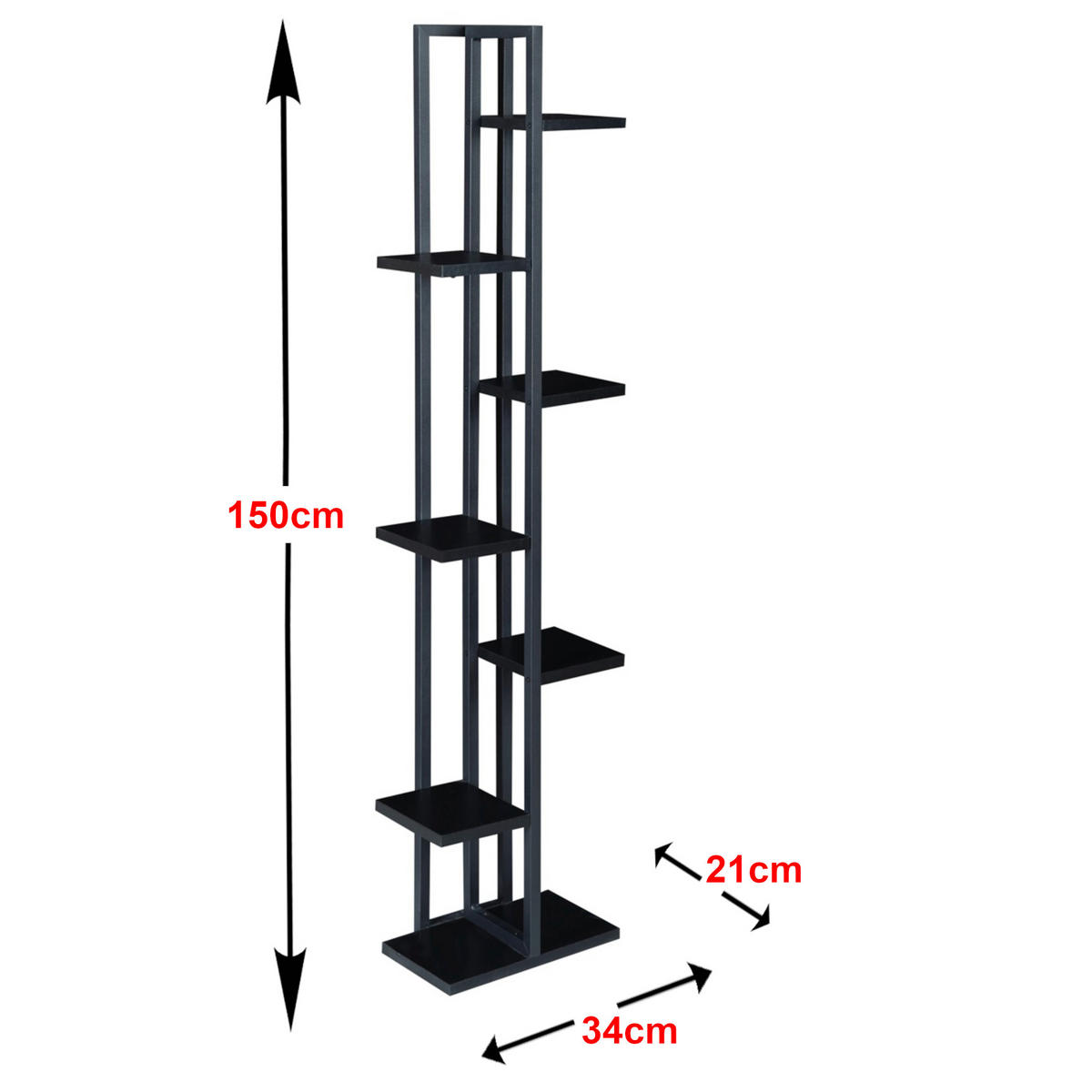 STANDREGAL Somero - Schwarz, Holzwerkstoff/Metall (34/150/21cm) - [en.casa]