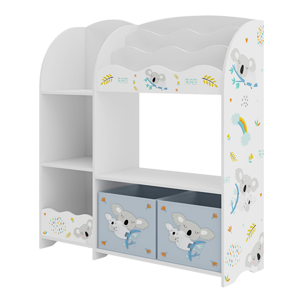 KINDERREGAL Lysekil - Blau/Weiß, Holzwerkstoff (93/100/30cm) - [en.casa]