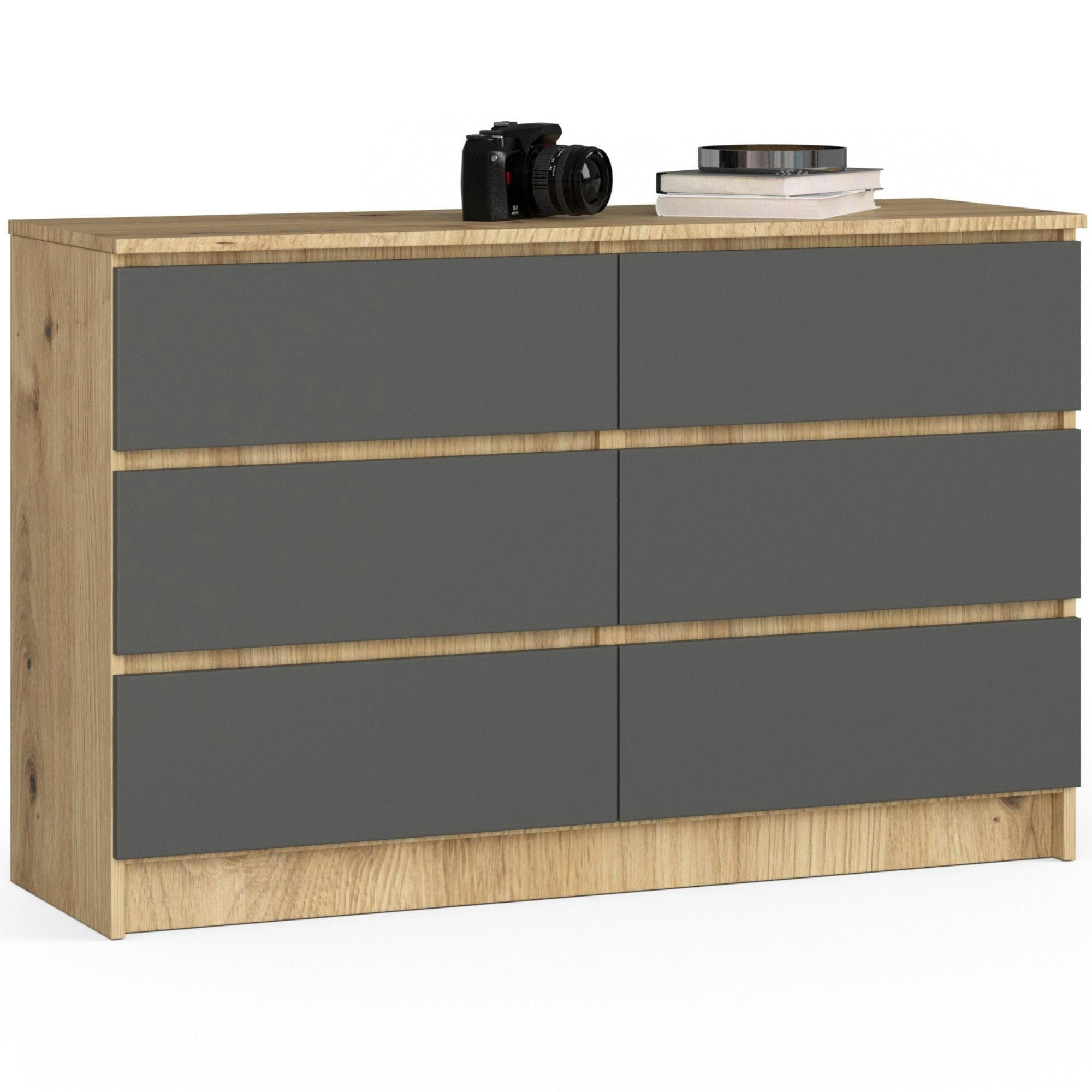 RAUMHIRSCH FURNITURE KOMODA dub Artisan, grafitově šedá 77/120/40