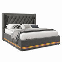 POLSTERBETT mit Bettkasten 160x200 cm Grau USB & LED - Grau, Metall (160/200cm) - Meubliv