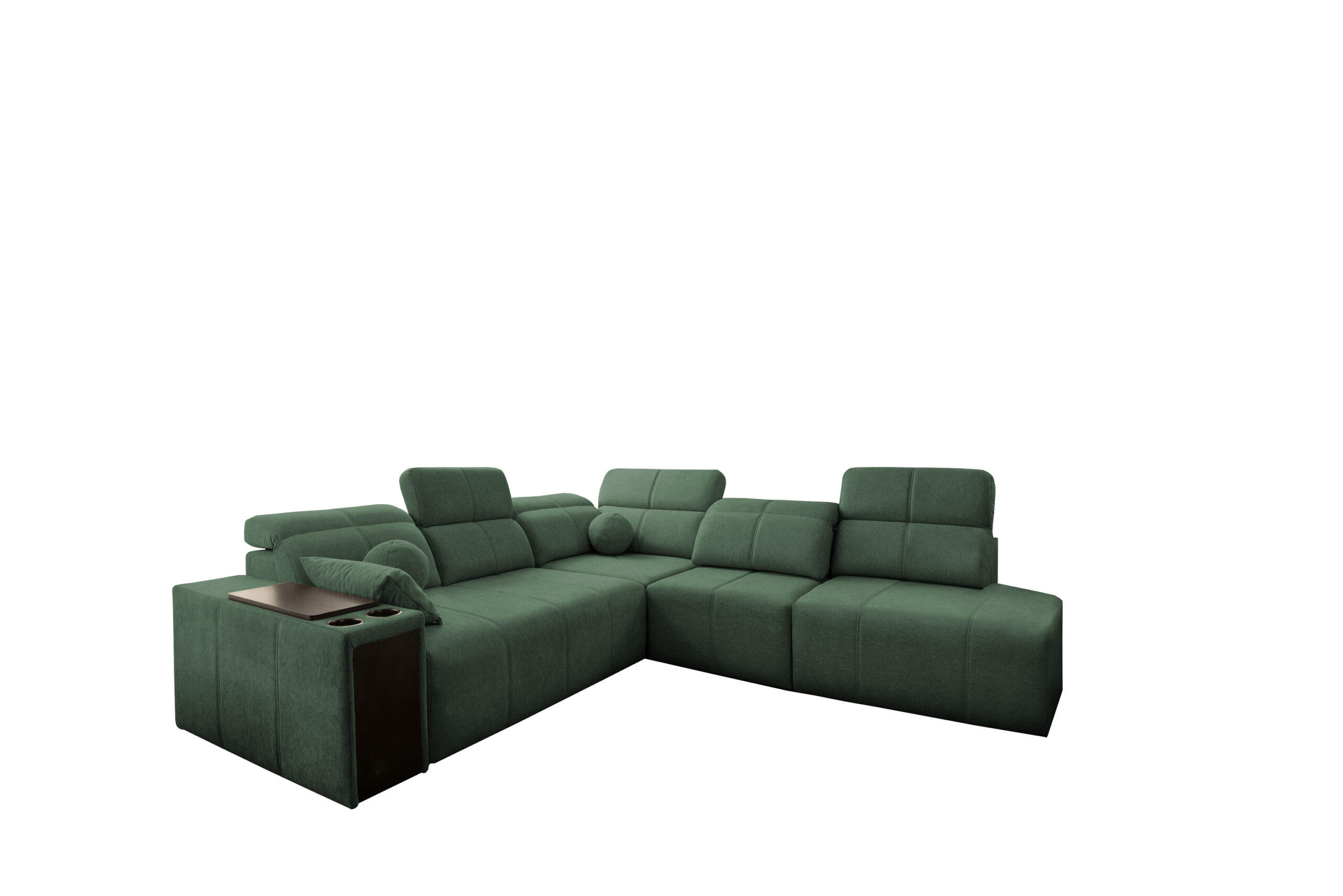 ECKSOFA Mindy IX Mit Schlaffunktion, Verstellbarer Rückenlehne Stoff Verita Grün Rechts - Grün, Holz (300/288cm) - Kaiser Möbel