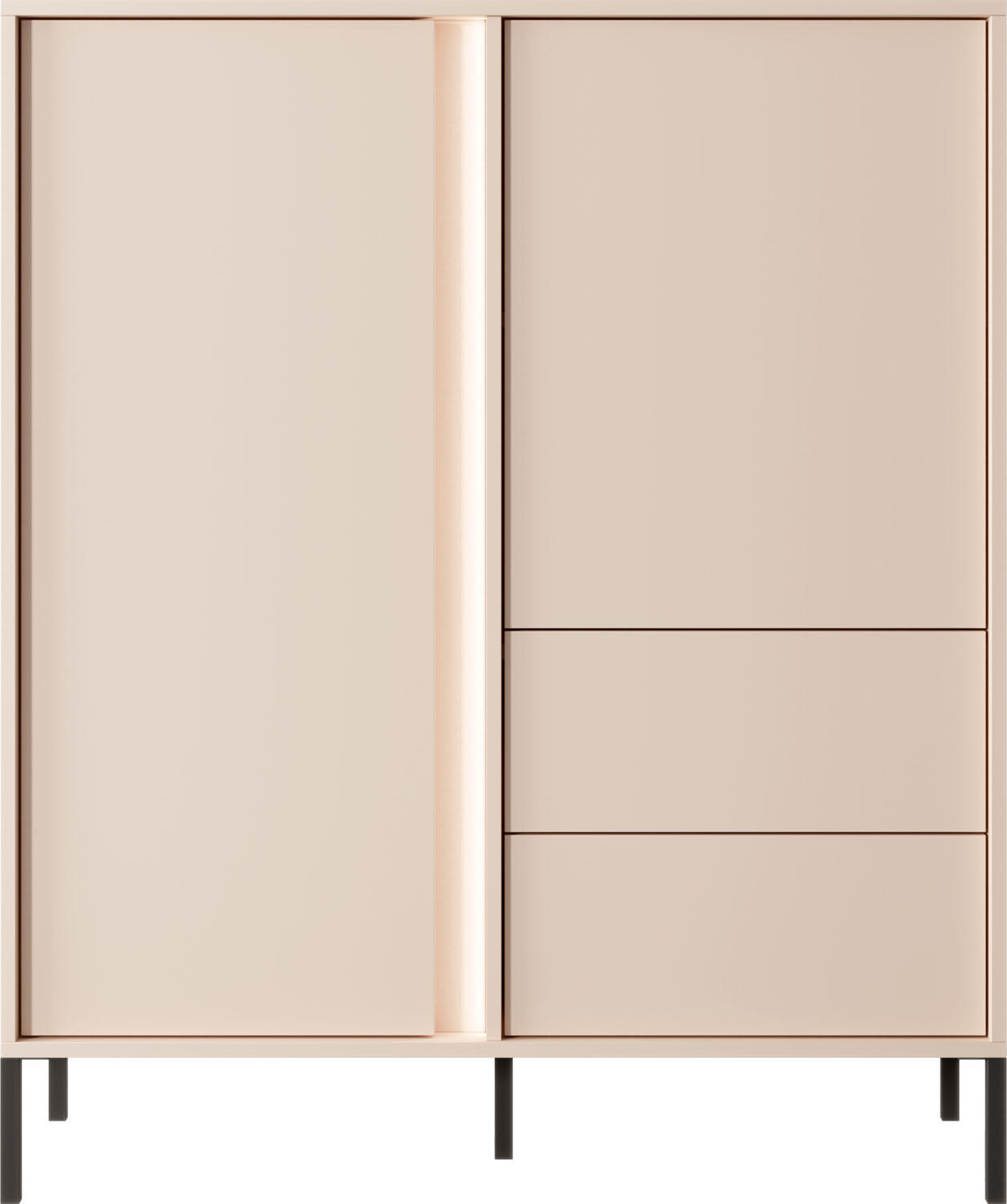 HIGHBOARD Donna in Beige 103/123/40 cm - Beige/Schwarz, Holzwerkstoff/Metall (103.3/123.4/39.5cm) - WFL GROUP