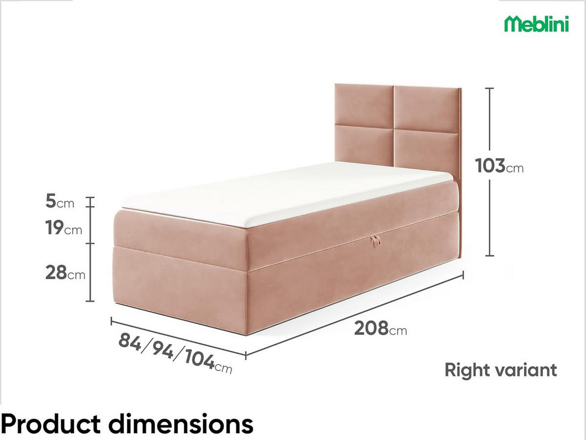 KINDERBETT MINO 3 - Pink, Holzwerkstoff (104/208cm) - Meblini