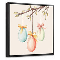 LEINWAND Bilder mit Rahmen - Osterkuchen - Schleife - Eier - 20x20 - Creme, Textil (20/20cm) - MuchoWow