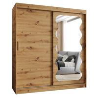 SCHWEBETÜRENSCHRANK 200/180/62 2-türig - Silberfarben/Eiche Artisan, Holz (180/200/62cm) - MÖBEL KRYSPOL