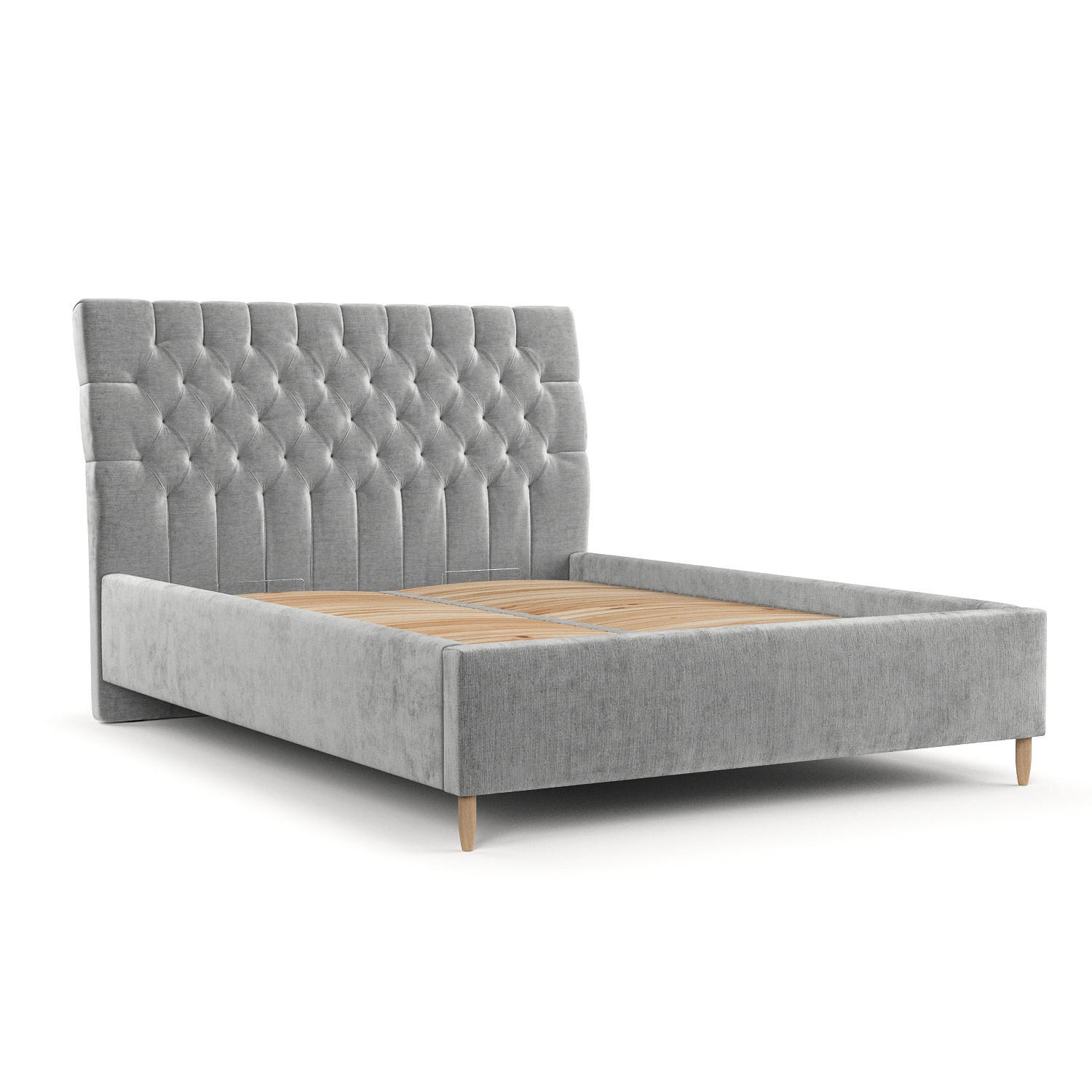 POLSTERBETT Lira 140/200 cm Hellgrau im Lotta Stoff - Hellgrau/Naturfarben, Holz/Holzwerkstoff (140/200cm) - AltaBeds