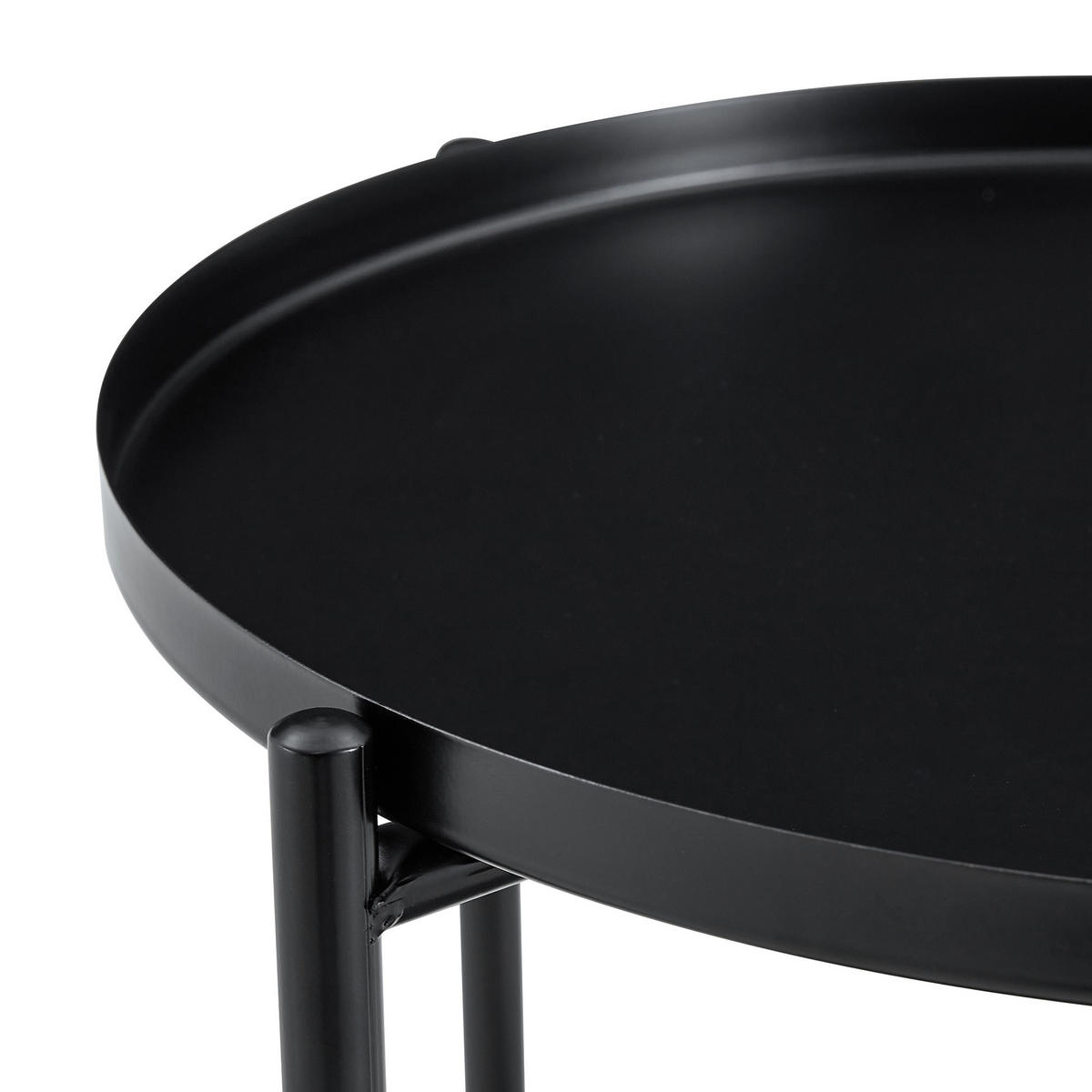 BEISTELLTISCH Schwarz mit 2 Ablagen 42/42/52 cm - Schwarz, Metall (42/42/52cm) - PANGIVO