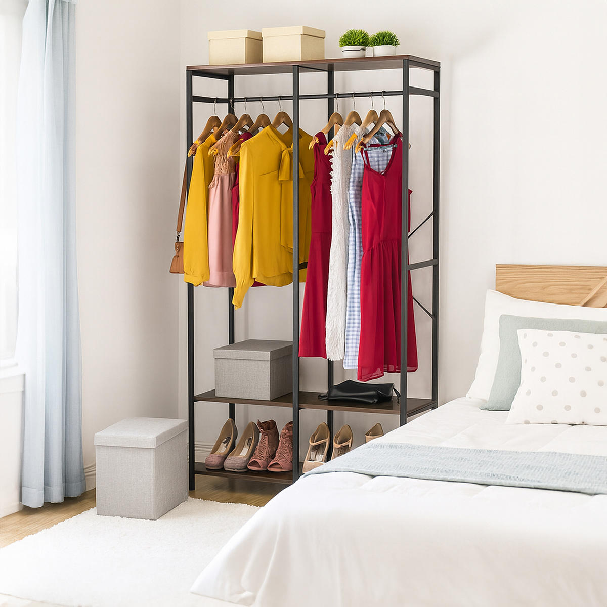 GARDEROBE - Schwarz, Holzwerkstoff/Metall (94.5/180/40cm) - Relaxdays