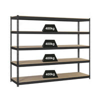 SCHWERLASTREGAL EXTREM WOOD YETI FIVE | HxBxT 300x120x45cm | Fachlast 400kg | Anthrazit - Anthrazit, Metall (120/300/45cm) - PROREGAL