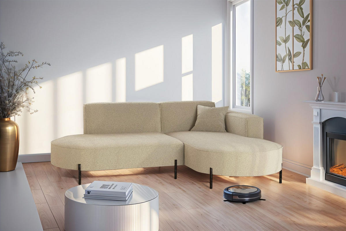ECKSOFA Valencia Xs - Beige, Holzwerkstoff/Textil (236/165cm) - Fun Möbel