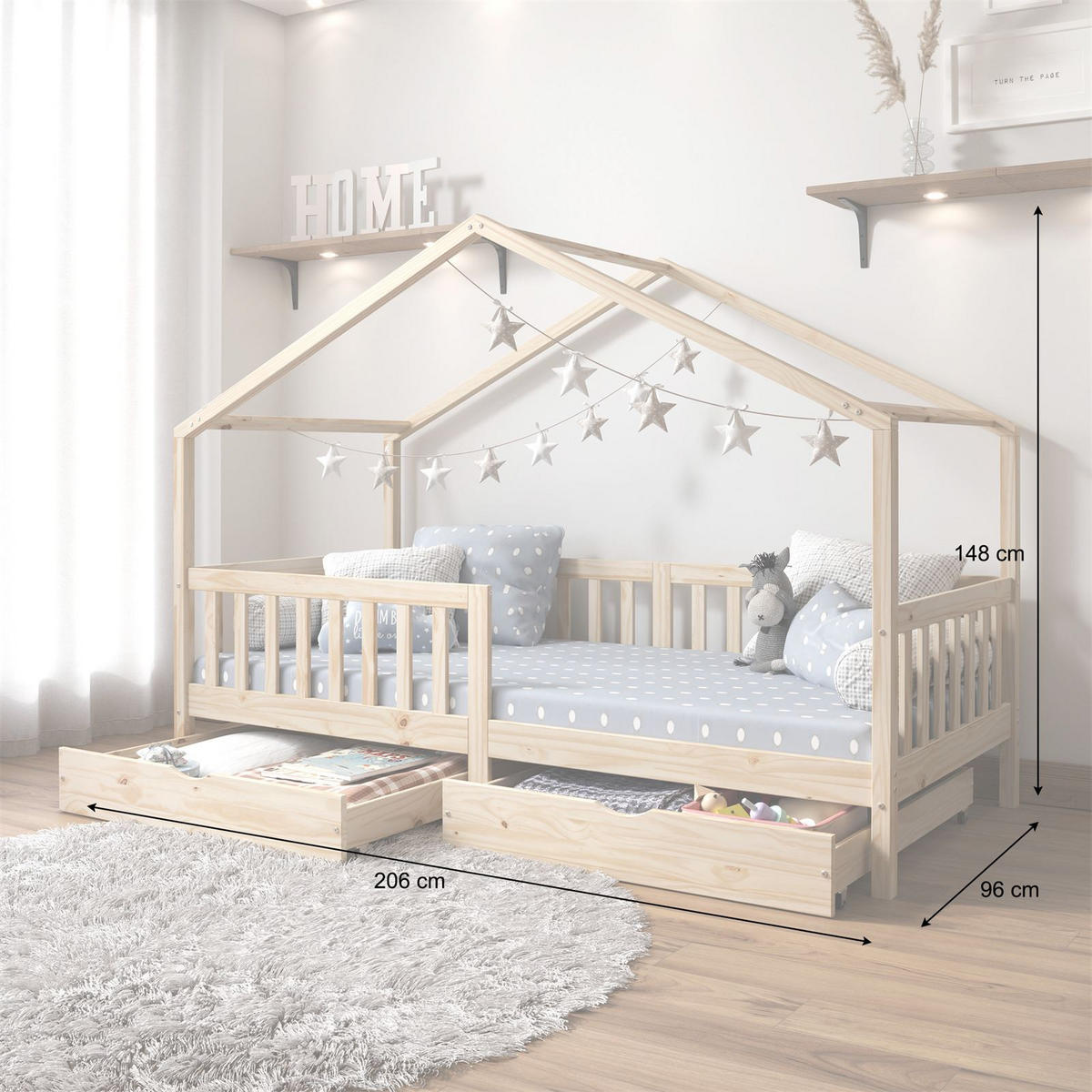 HAUSBETT ELEA 90X200 CM - Naturfarben, Holz (96/148/206cm) - IDIMEX