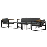 LOUNGESET - Schwarz - Stahl - 188 x 67 x 80 cm - Schwarz, Metall - home24