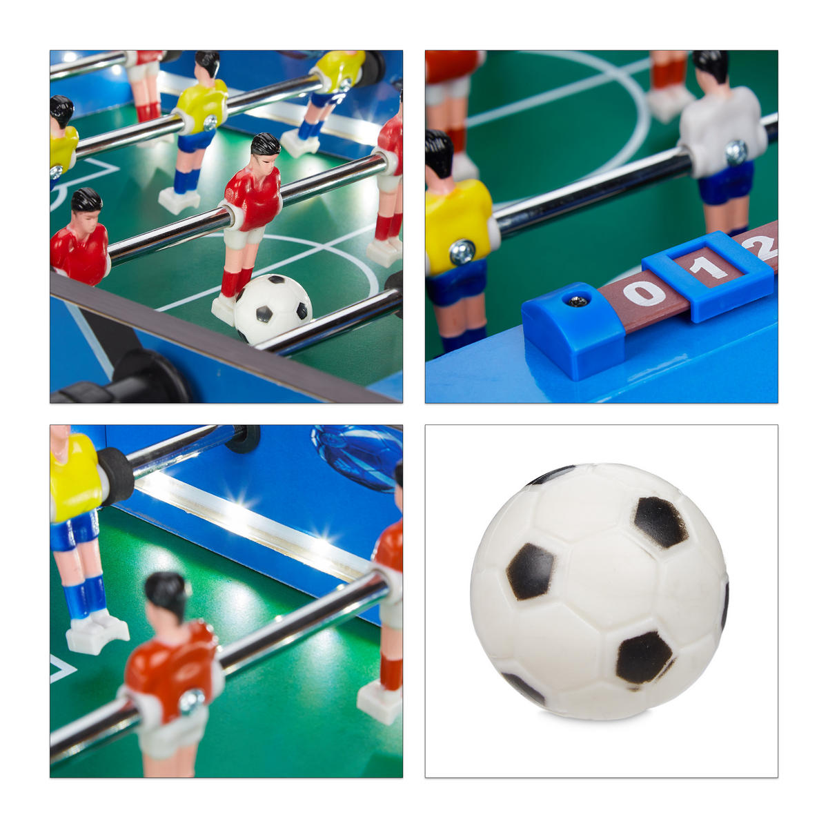 TISCHKICKER LED - Blau, Holzwerkstoff/Kunststoff (51/51cm) - Relaxdays