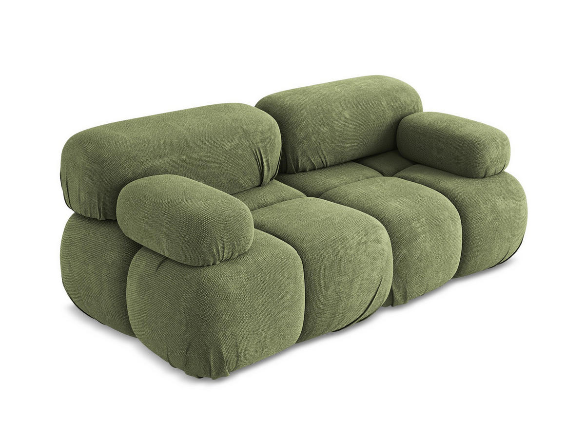 2-SITZER-SOFA Chenille Stoff Grün - Schwarz/Grau, Kunststoff/Textil (190/70/96cm) - Makamii