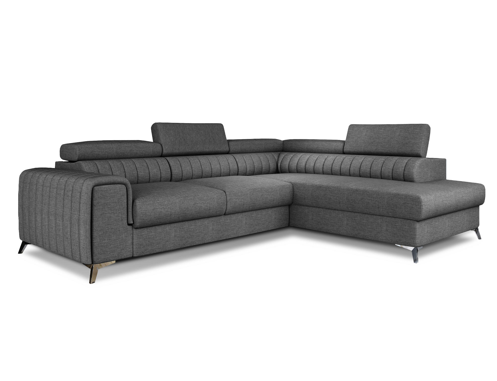 ECKSOFA Laurence mit Schlaffunktion & Bettkasten – 278 x 205 cm, verstellbare Kopfstützen - Anthrazit, Kunststoff (278/205cm) - Wohnideebilder