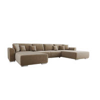 WOHNLANDSCHAFT GUSTO U Monolith 09 mit Schlaffunktion - Braun, Textil (368/85/193cm) - Bedante