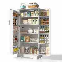 BUFFET aus MDF 60x35x128 cm Weiß mit LED-Sensorleuchte, verstellbaren Ablagen und platzsparendem Stauraum - Weiß, Holzwerkstoff (60/128/35cm) - Modfu