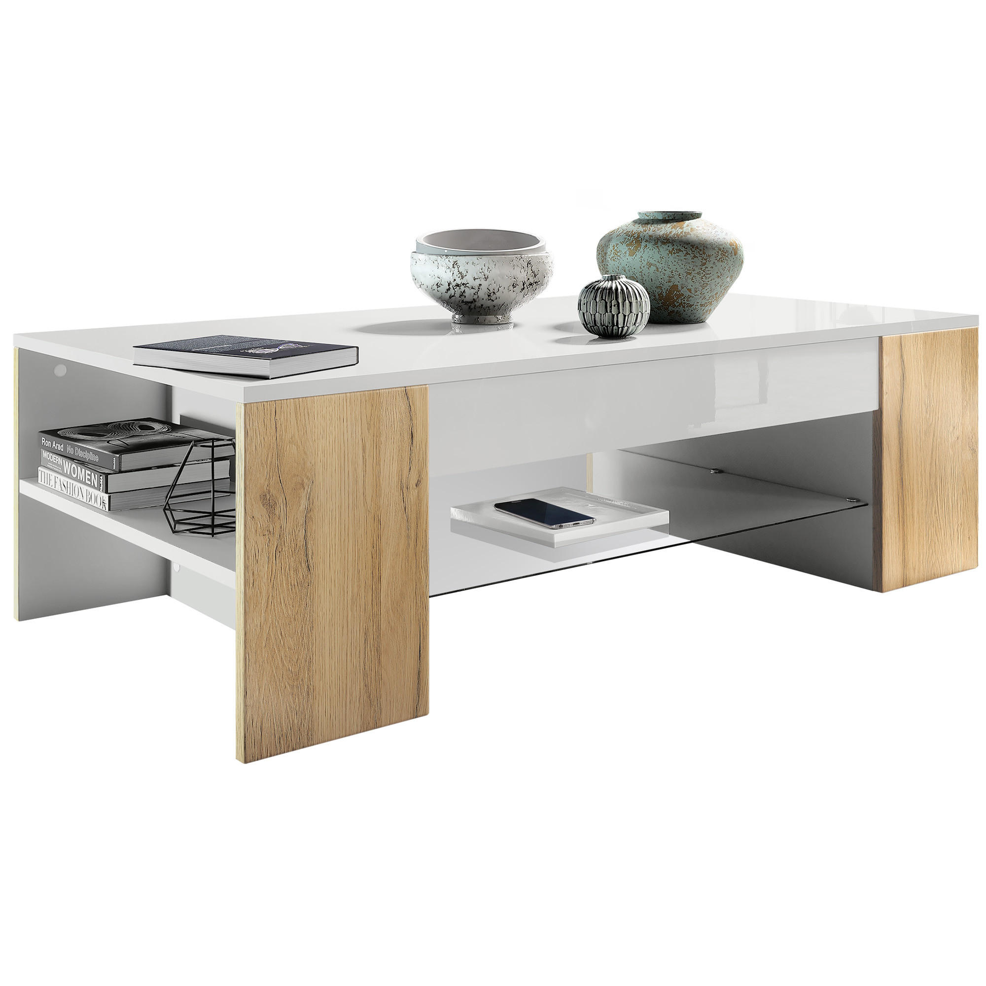 Vladon Couchtisch Eiche 118x37x60 cm