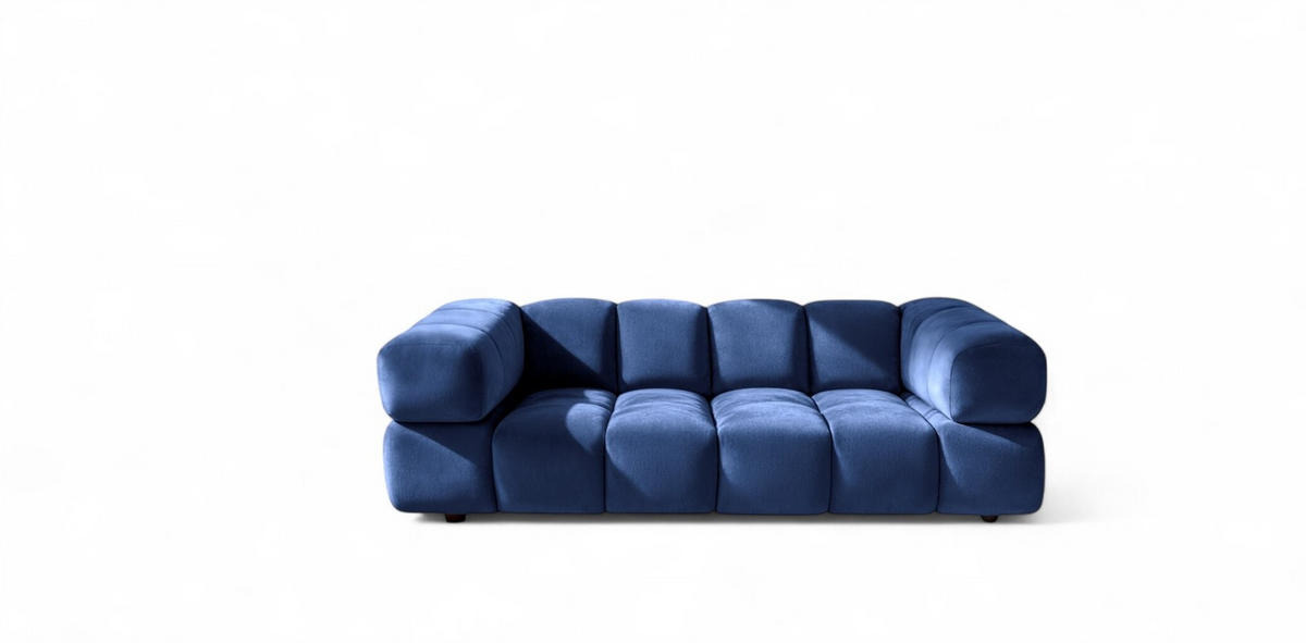 SOFA 3-sitzer Blanche In Bluvel - Blau, Holzwerkstoff/Textil (240/70/96cm) - Fun Möbel