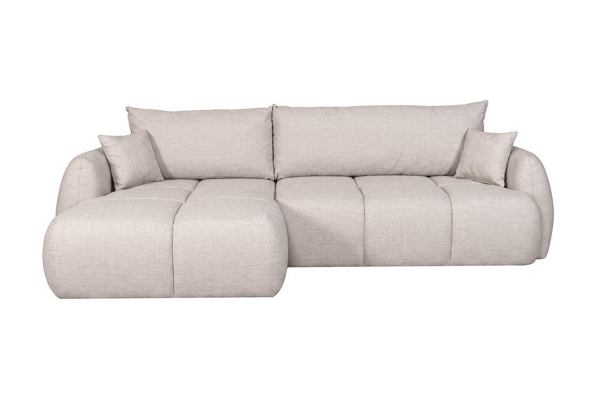 ROHOVÁ SEDAČKA s rozkládací funkcí a úložným prostorem, strukturovaná látka Verita, Béžová, Levá, COCO - béžová, dřevo (180/275cm) - Kaiser Möbel