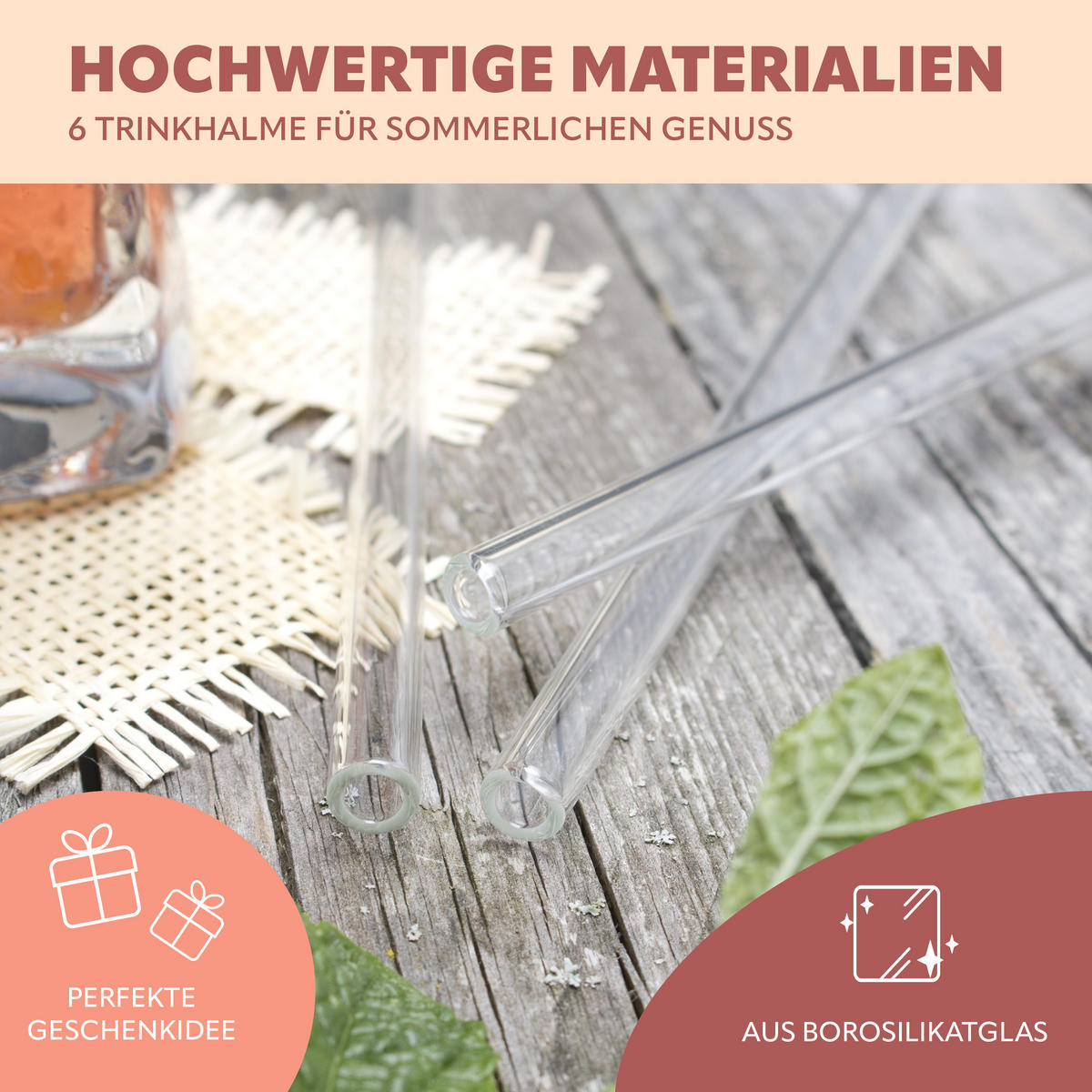 GLAS-TRINKHALME aus Borosilikatglas, gerade Form - Transparent, Glas (0.8/25cm) - bremermann