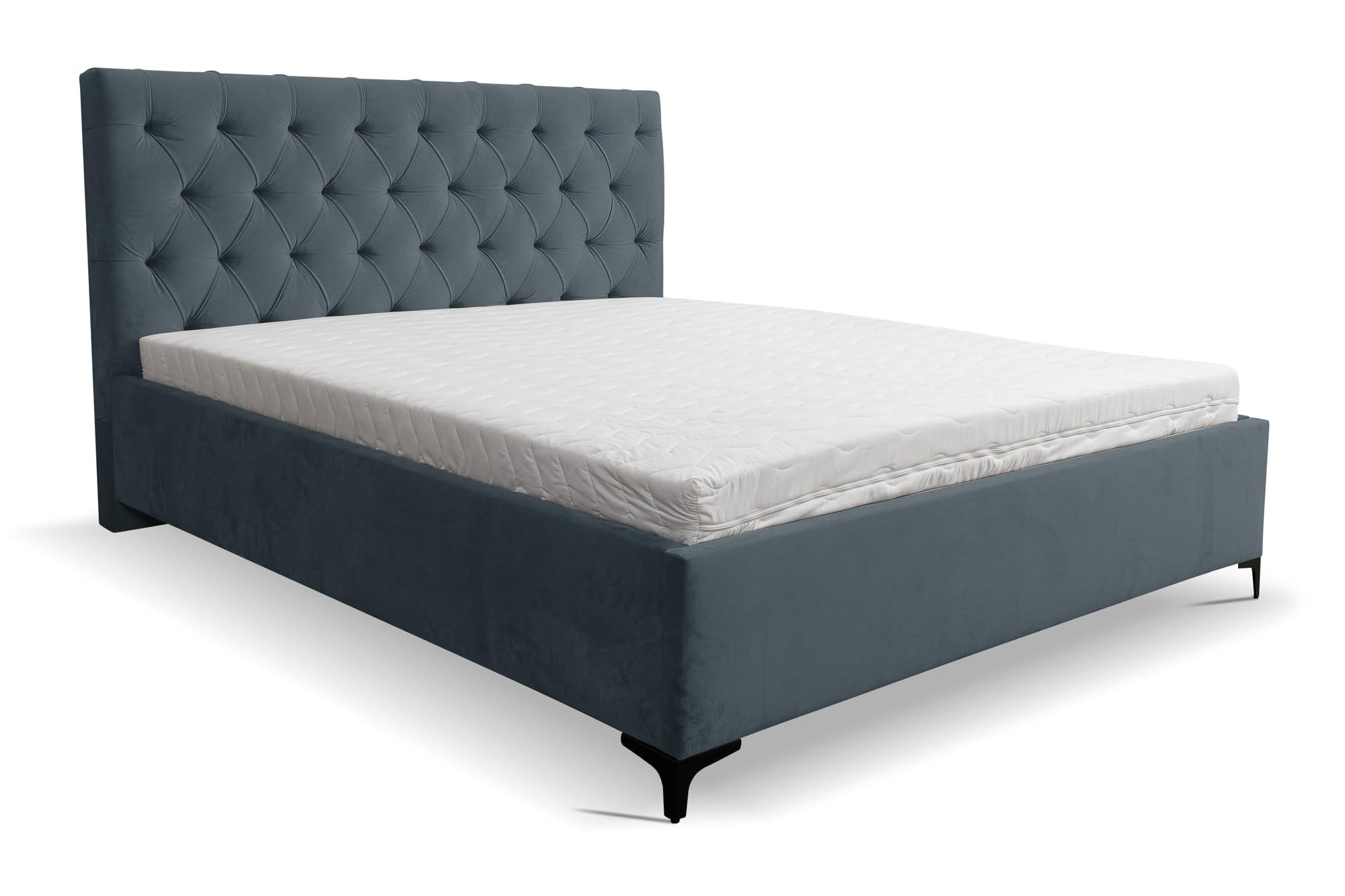 POLSTERBETT CHESTERFIELD mit Bettkasten Velour Stoff 180 x 200 cm - Dunkelgrau, Holzwerkstoff (180/200cm) - VENASI MÖBEL