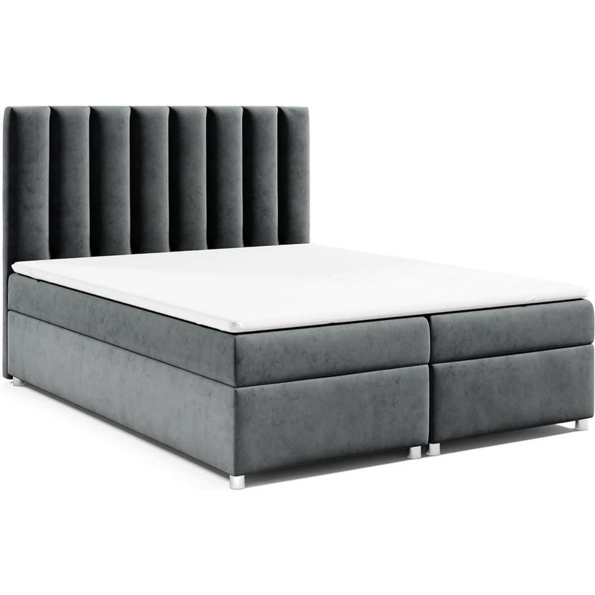 BOXBETT mit Bettkasten Trinity K-10 Bonellfederkern inkl. Topper - Graphitfarben, Holz/Holzwerkstoff (160/200cm) - Best For Home