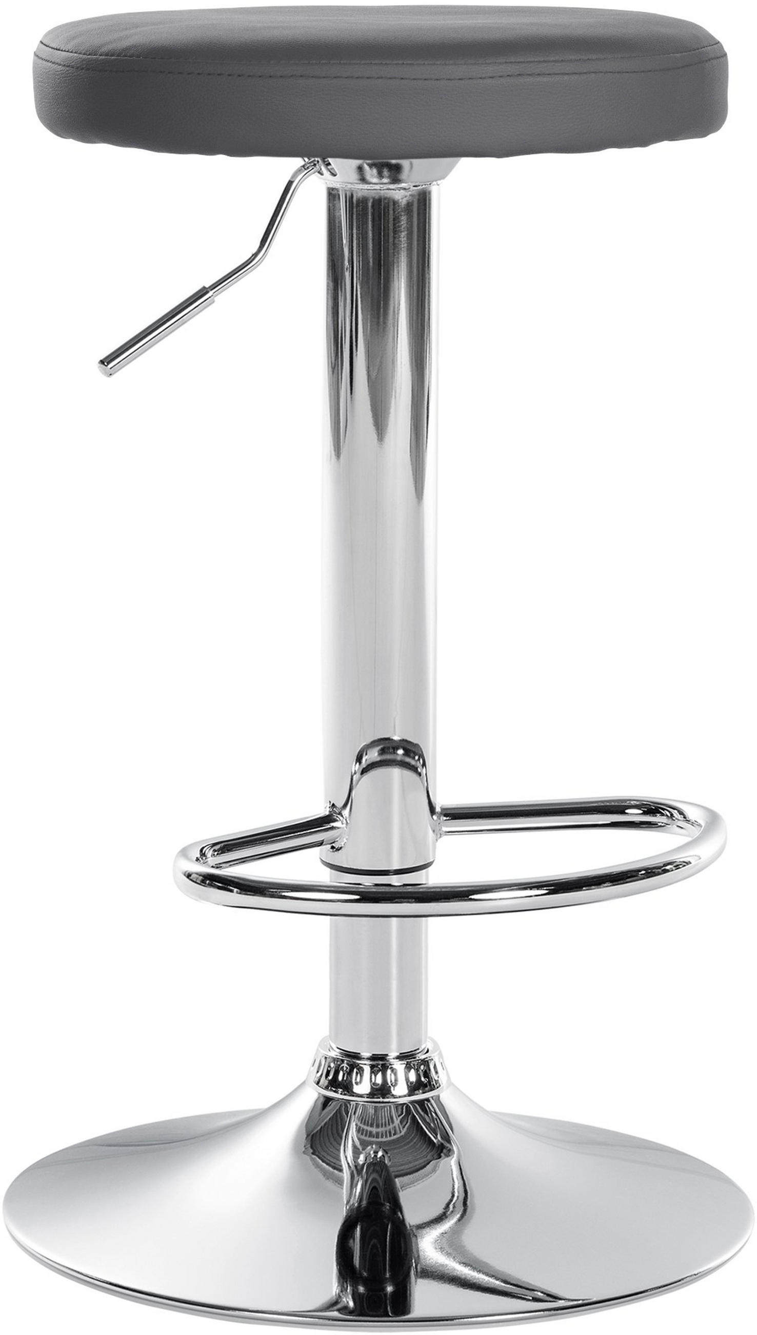 BARHOCKER Pontius Kunstleder chrom grau - Chromfarben/Grau, Kunststoff/Metall (38.5/81/38.5cm) - TPFLiving