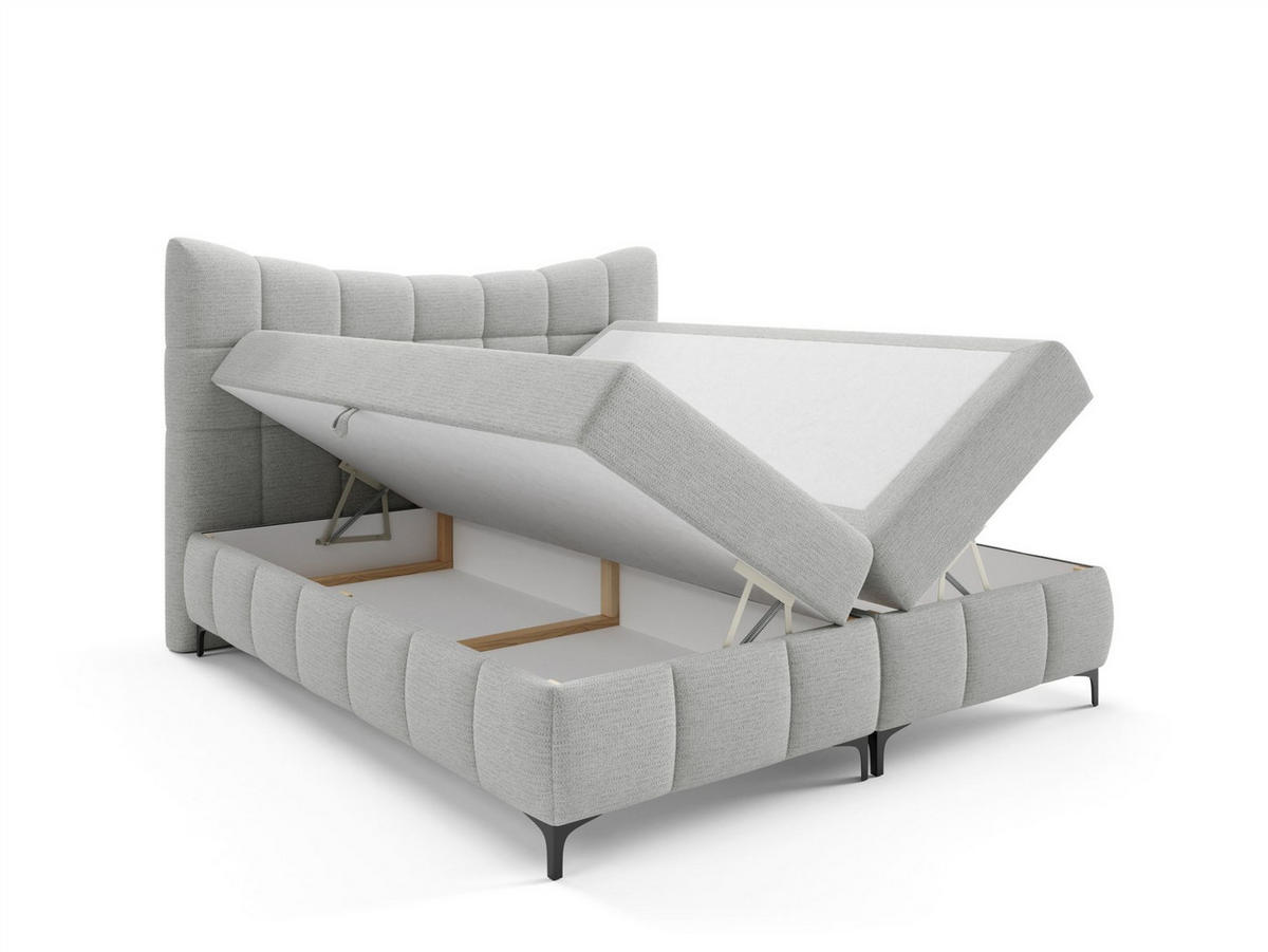 BOXBETT Charles Premi.. In Aragon - Hellgrau, Holzwerkstoff/Textil (200/200cm) - Fun Möbel
