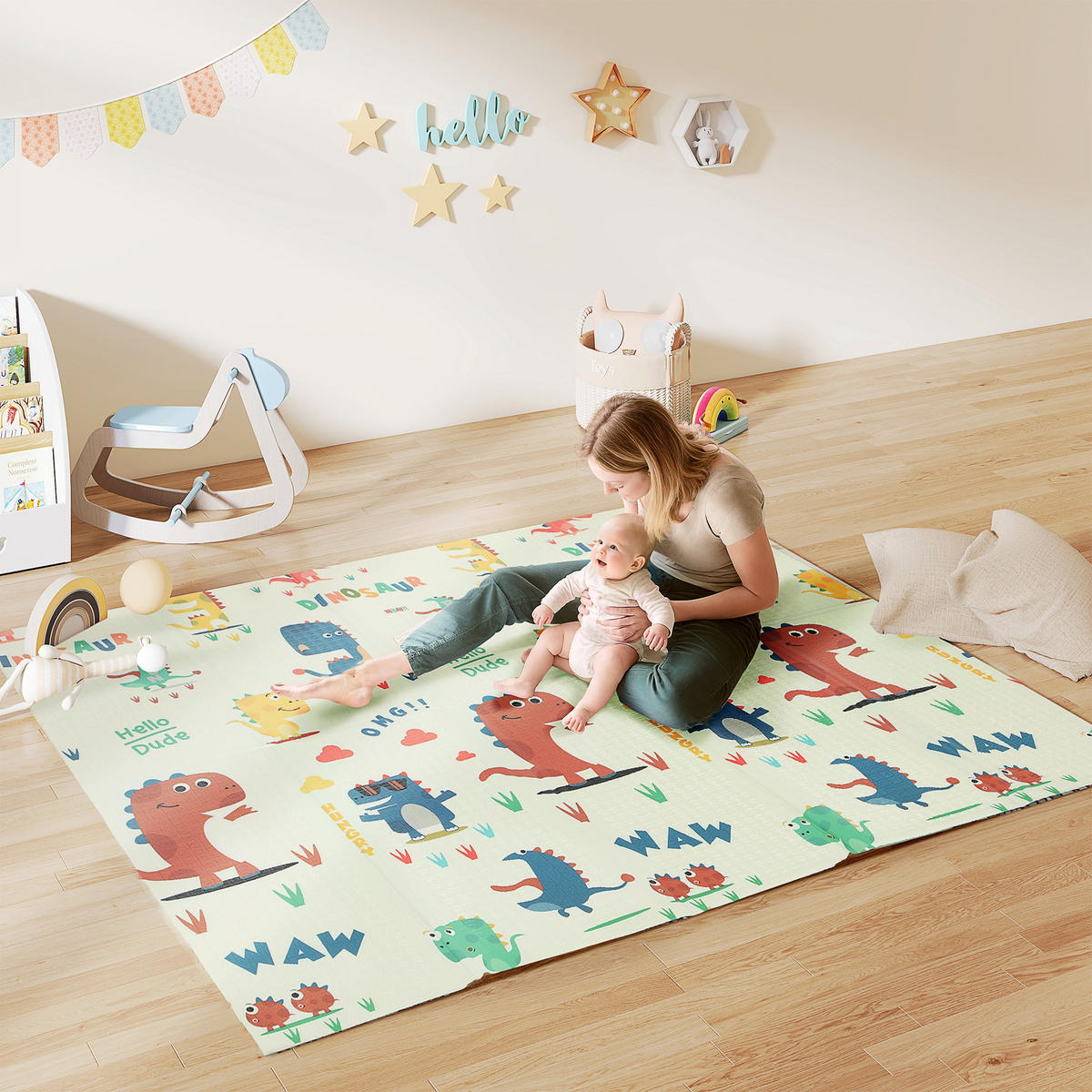 SPIELMATTE aus XPE Mehrfarbig - Multicolor/Grün, Kunststoff (176/196cm) - AIYAPLAY