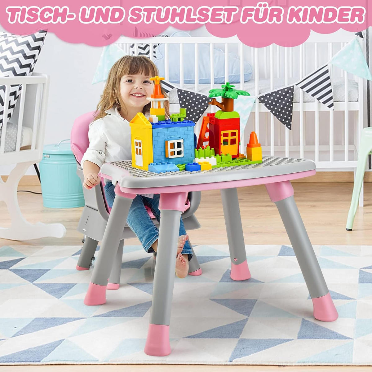 BABYHOCHSTUHL Pink - Pink, Kunststoff (58/98/58cm) - COSTWAY